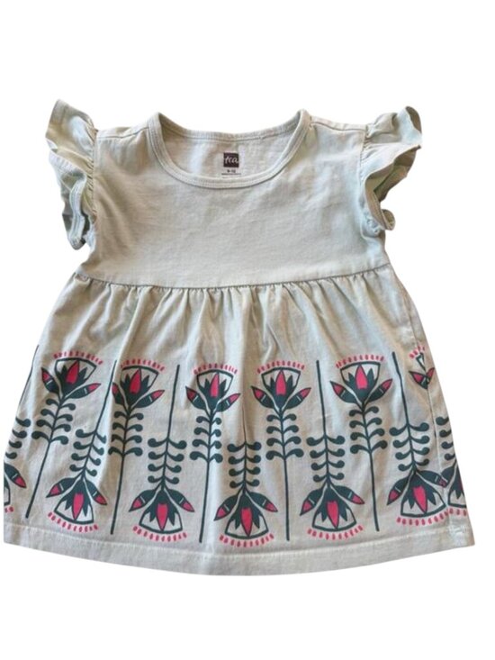 Tea Collection Other - Tea Collection Folk Floral Border Print Flutter Sleeve Top Girls 9-12M